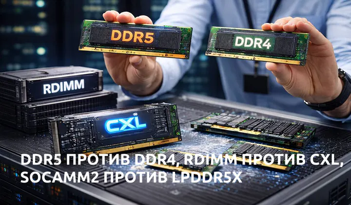 DDR5 против DDR4, RDIMM против CXL, SOCAMM2 против LPDDR5X