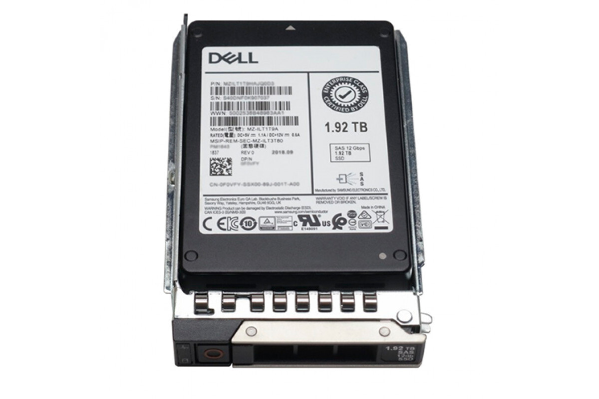 SSD накопитель Dell 1.92TB SATA MU 6Gbps 512e 2.5" 3.5" Hybrid Carrier, 345-BDFT