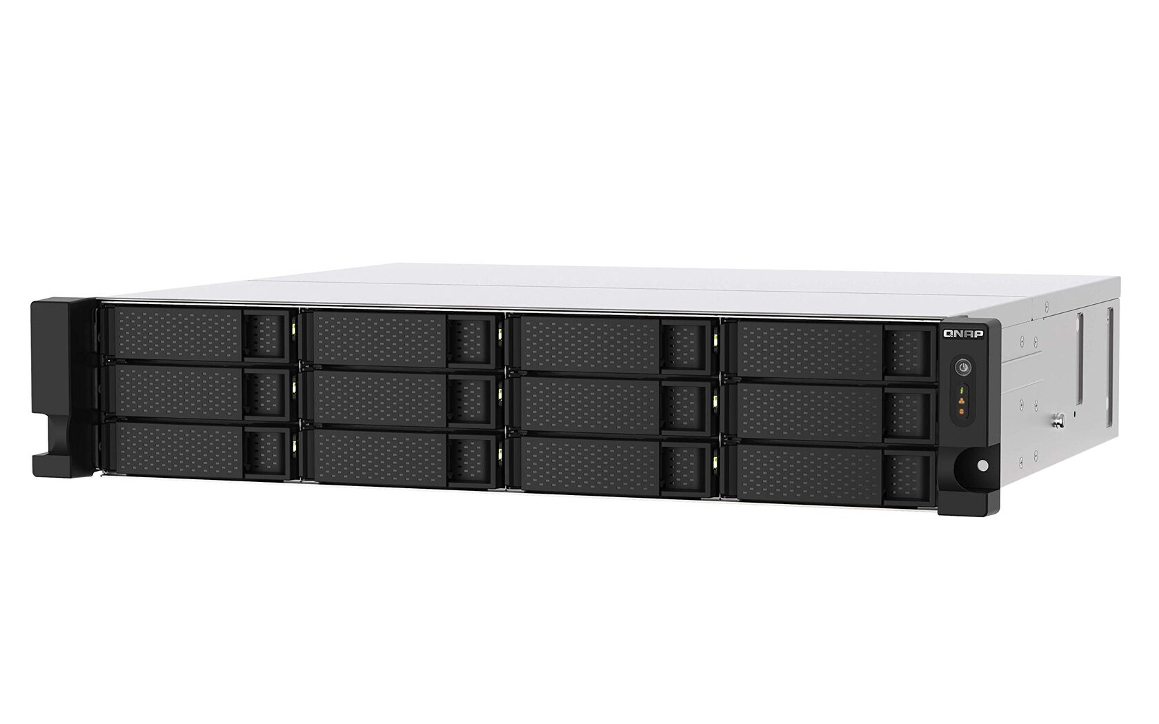 Сетевое хранилище QNAP TS-1273AU-RP-8G, 12 отсеков 3,5"/2,5", 2 порта 2,5 GbE BASE-T, стоечное исполнение, 2 блока питания. AMD Ryzen V1500B 2,2 ГГц, DDR4
