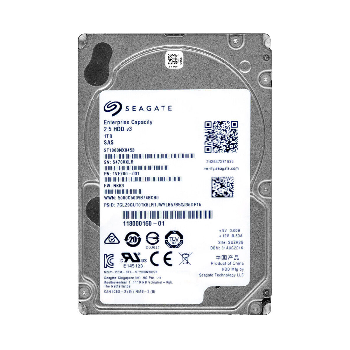 Жесткий диск Seagate 1Tb 7.2K 12Gb/s SAS 2.5" ST1000NX0453