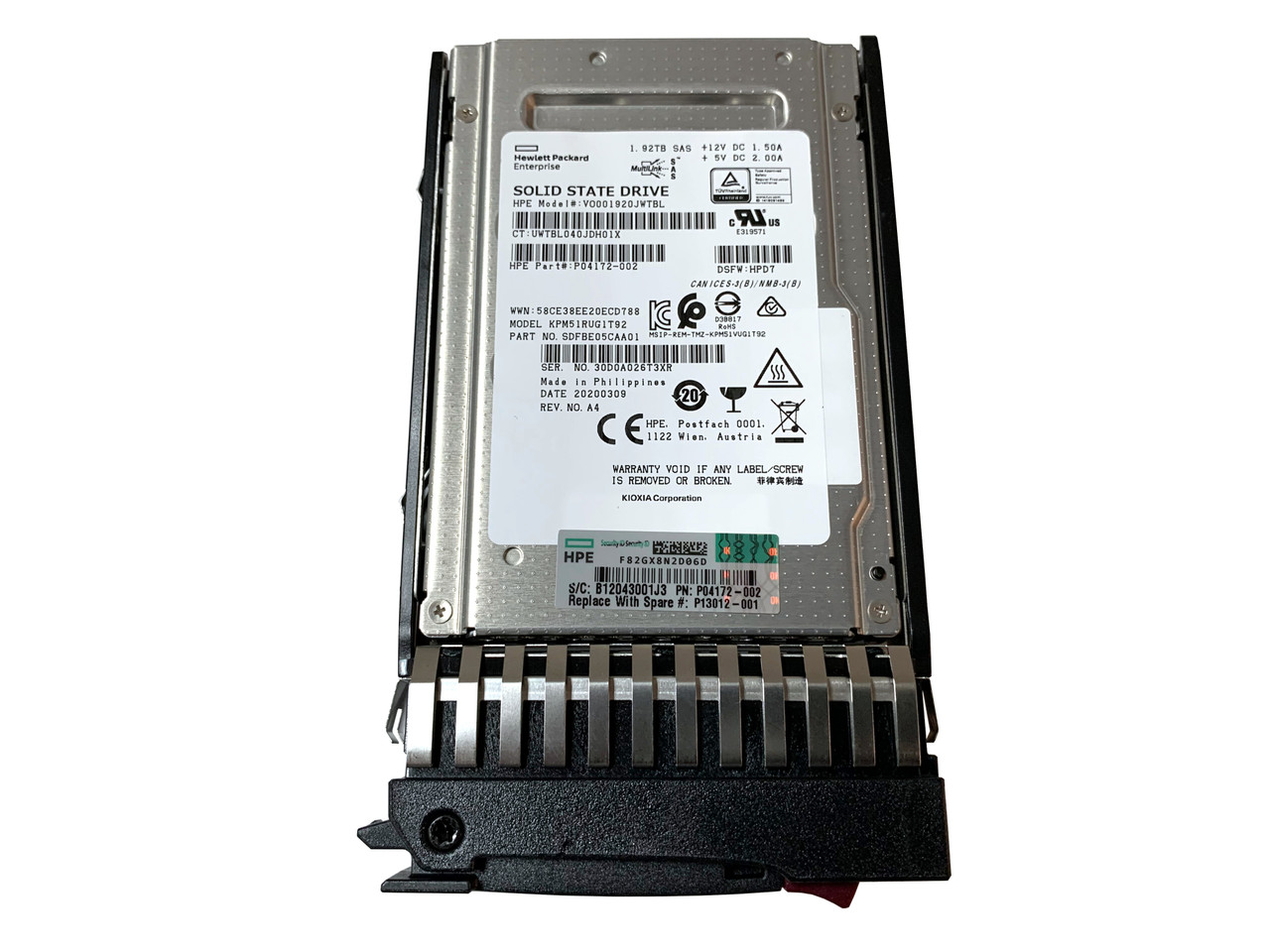SSD накопитель HPE 1,92TB 12G 2.5" SAS, R0Q37A